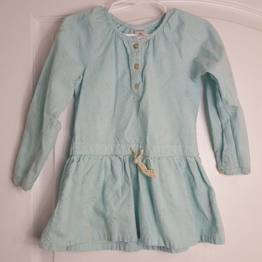 Carter's Mint Tunic Top Gold Star Pattern